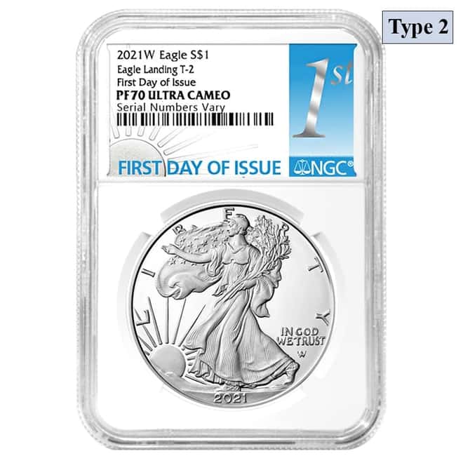 2021-W 1 oz Proof Silver American Eagle Type 2 NGC PF 70 FDOI
