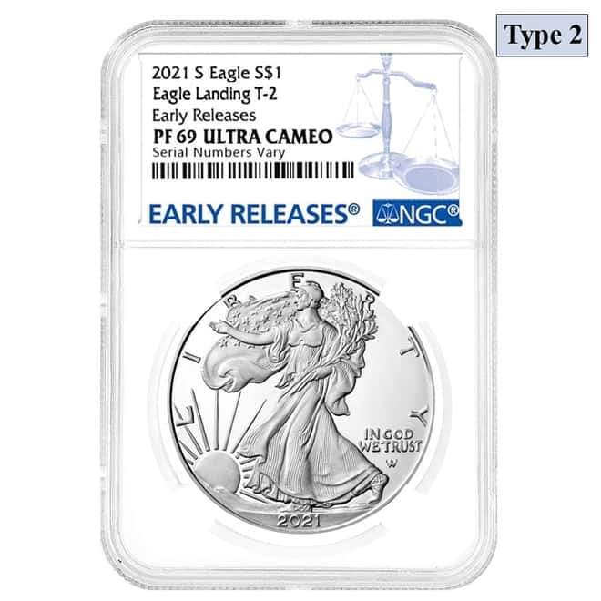 2021-S 1 oz Proof Silver American Eagle Type 2 NGC PF 69 ER