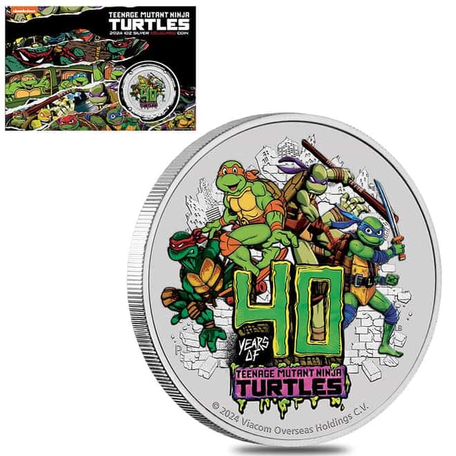 2024 1 oz Tuvalu Teenage Mutant Ninja Turtles™ 40th Ann. Colorized Silver Coin