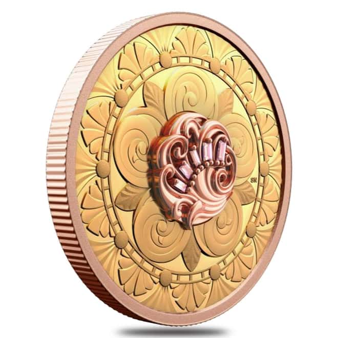 2021 Canada 1 oz Proof Gold Treasure Coin with Pink Diamonds .9999 Fine (w/Box & COA)