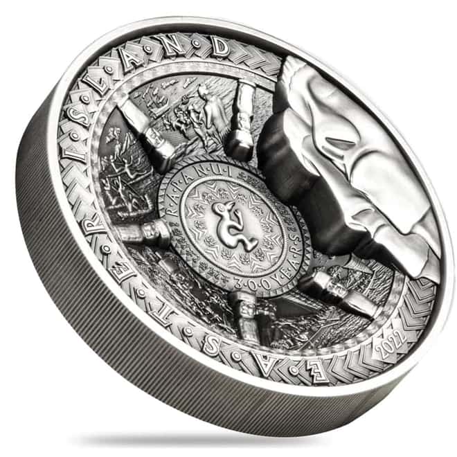 2022 1 kilo Silver Easter Island Multilayered High Relief Coin Samoa .999 Fine (w/Box & COA)