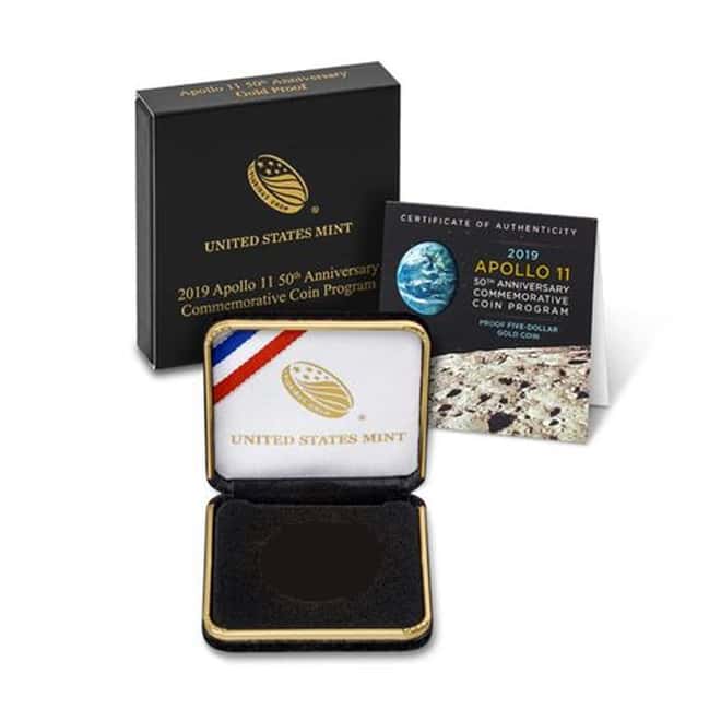 2019 W Apollo 11 50th Anniversary $5 Uncirculated Gold Comm. (OEM Box & COA)