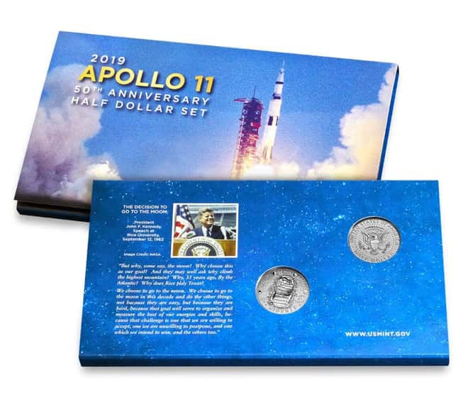 2019 P Apollo 11 50th Anniversary Proof Silver Half Dollar Set Comm. (w/Box & COA)
