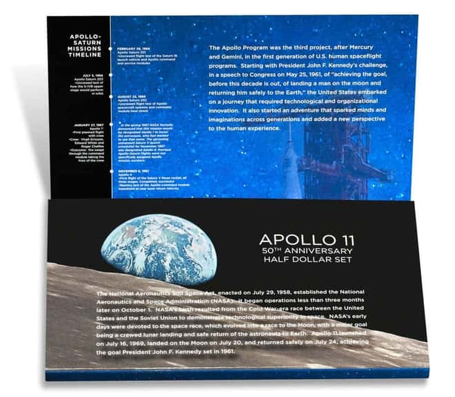 2019 S Apollo 11 50th Anniversary Proof Half Dollar Set Comm. (OEM Box & COA)