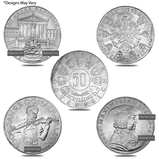Austria 50 Schilling Silver Coin AU/BU ASW .5787 oz (Random Year, Design)