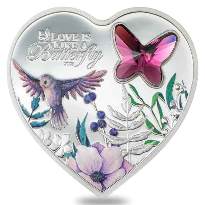 2023 Cook Islands 20 gram Proof Silver Brilliant Love Butterfly Coin .999 Fine (w/Box & COA)