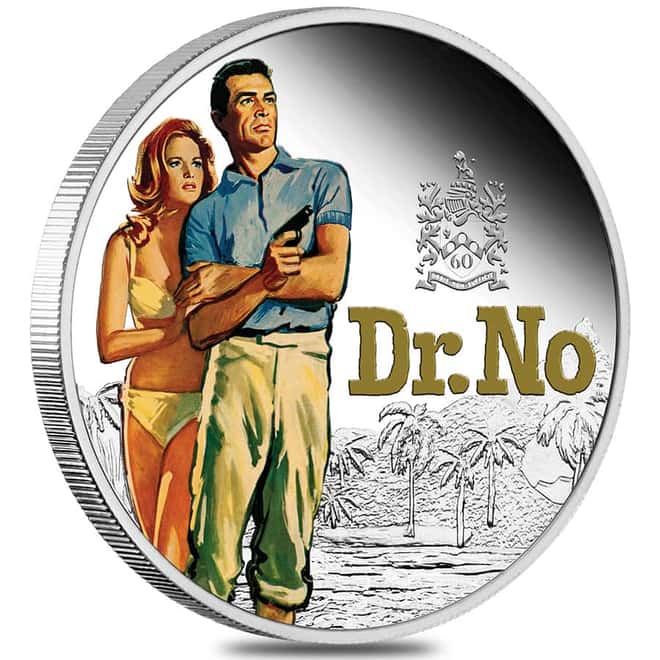 2022 1 oz Tuvalu James Bond Dr. No Proof Colorized Silver Coin .9999 Fine (w/Box & COA)