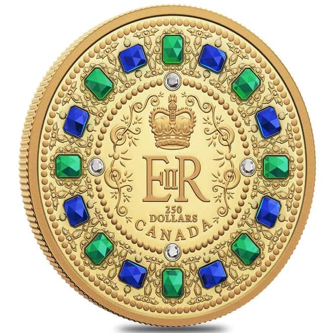2022 Canada 2 oz The Imperial State Crown Gold Coin - Diamonds, Emeralds, Sapphires .9999 Fine (w/Box & COA)
