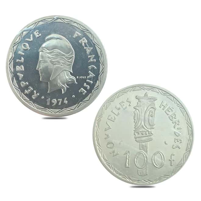 1974-1979 French Colonial Piedfort New Hebrides Silver 7-Coin Set (w/Box & COA)