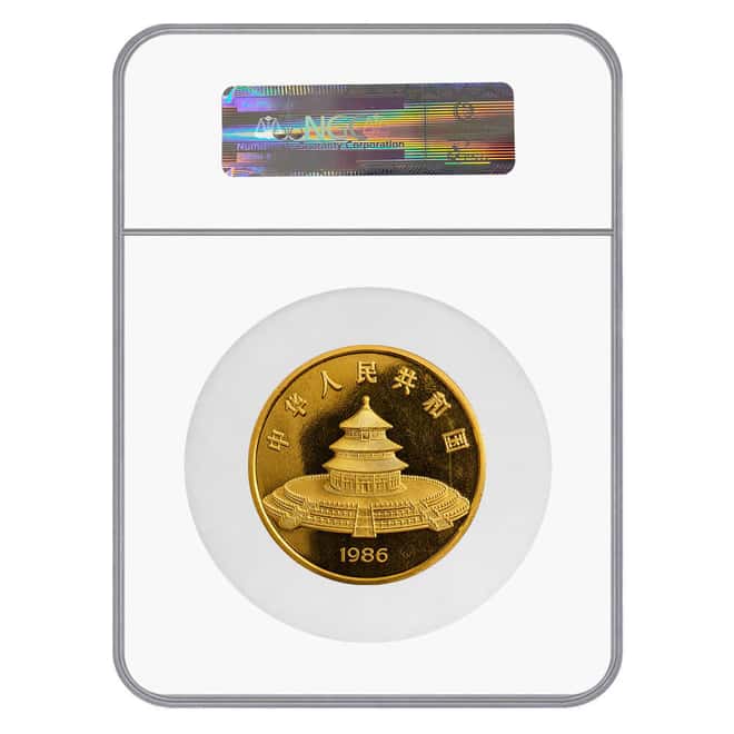 1986 12 oz Chinese Proof Gold Panda 1000 Yuan Coin NGC PF 64 UCAM