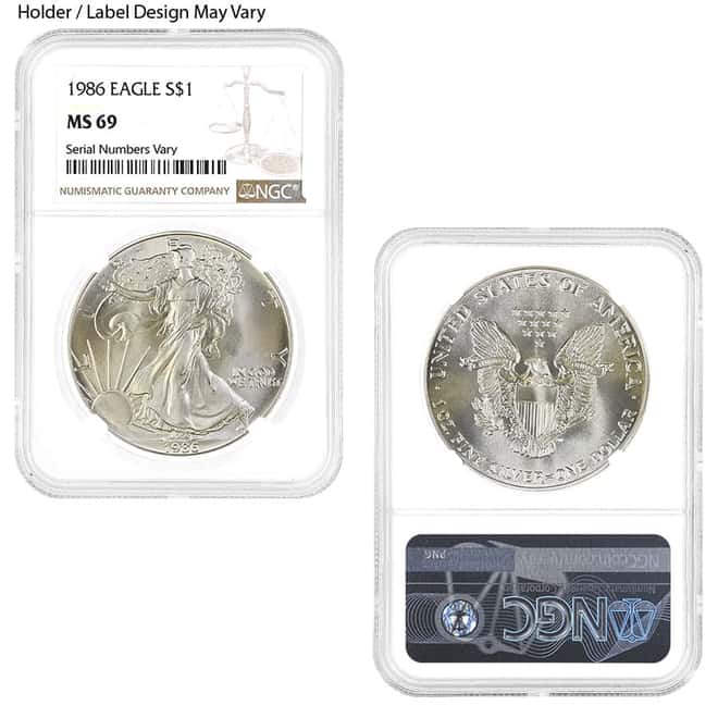 1986 1 oz Silver American Eagle $1 Coin NGC MS 69