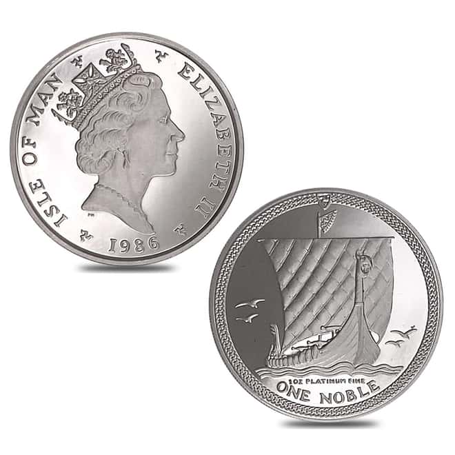 1986 Isle of Man 1.85 oz Proof Platinum Noble 4-Coin Set .9995 Fine (w/Box)