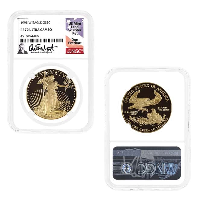 1995-W 1.85 oz Proof Gold Eagle 4-Coin Set NGC PF 70 (Everhart Sign)