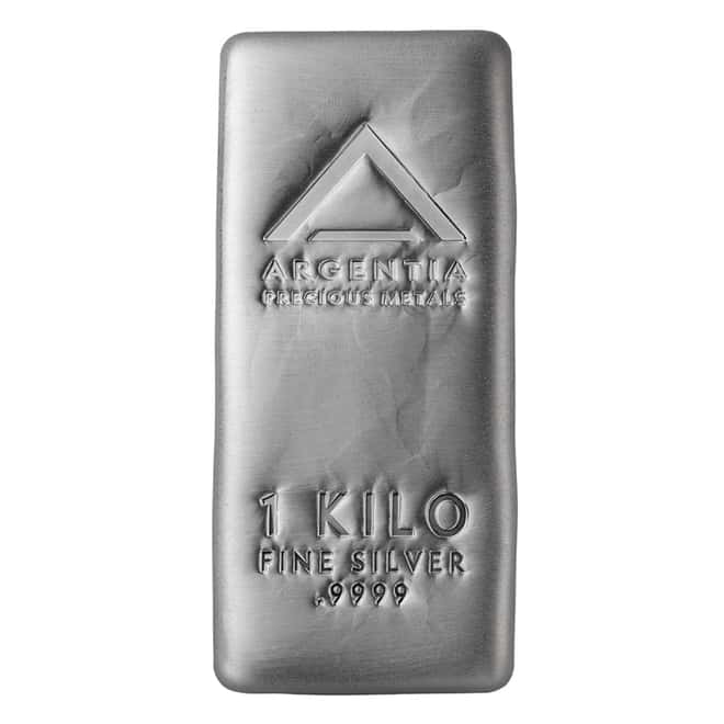 1 Kilo Argentia Cast Silver Bar .9999 Fine