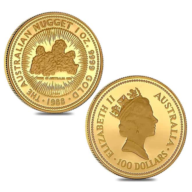 1988 1.85 oz Proof Gold Australian Nugget 4-Coin Set (w/Box & COA)