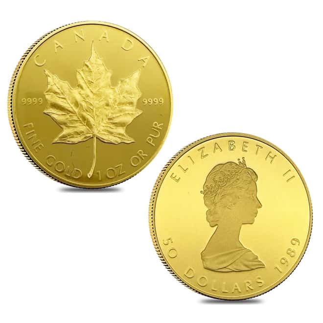 1989 1.85 oz Proof Canadian Gold Maple Leaf 10th Ann. 4-Coin Set