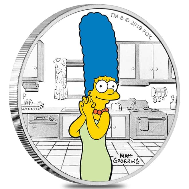 2019 1 oz Tuvalu Proof Marge Simpson Silver Coin .9999 Fine Silver (Colorized)