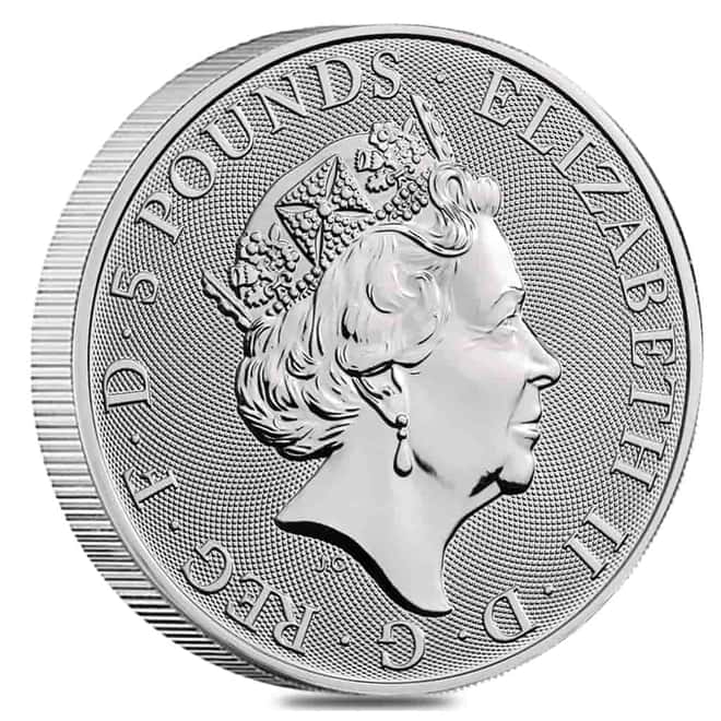 2019 Great Britain 2 oz Silver Queen's Beasts (Yale) Coin .9999 Fine BU