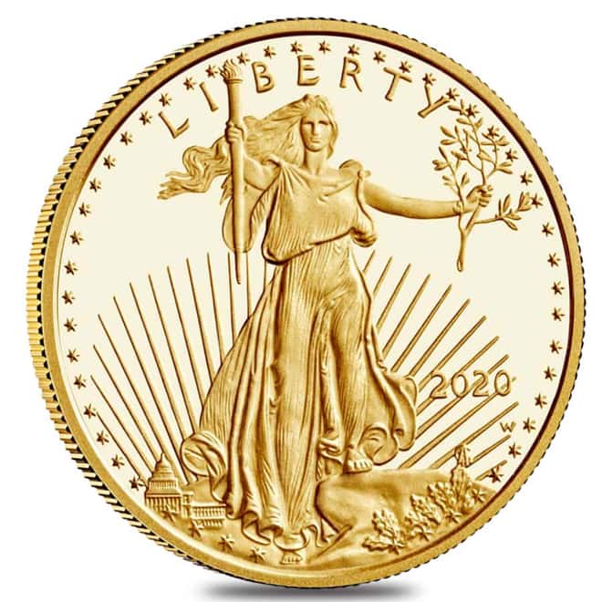 2020-W 1/10 oz $5 Proof Gold American Eagle (w/Box & COA)