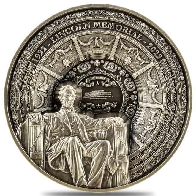 2022 1 kilo Silver Lincoln Memorial Multilayered High Relief Coin Samoa .999 Fine (w/Box & COA)