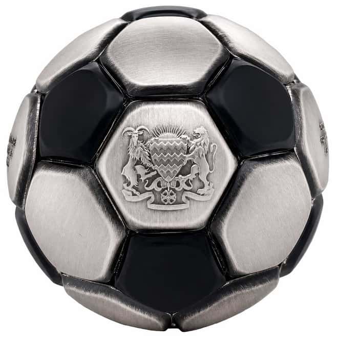 2022 Chad 30 Gram Silver Soccer Ball Spherical Antiqued Coin .999 Fine (w/Box)