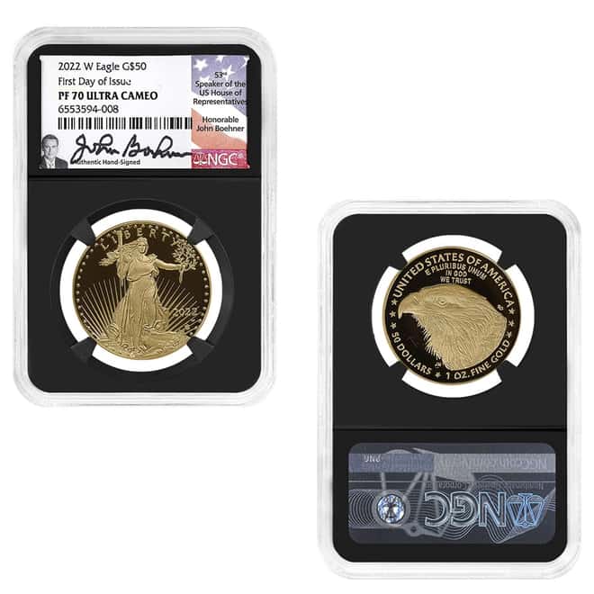 2022-W 1.85 oz Proof Gold Eagle 4-Coin Set NGC PF 70 FD (Boehner Sign)