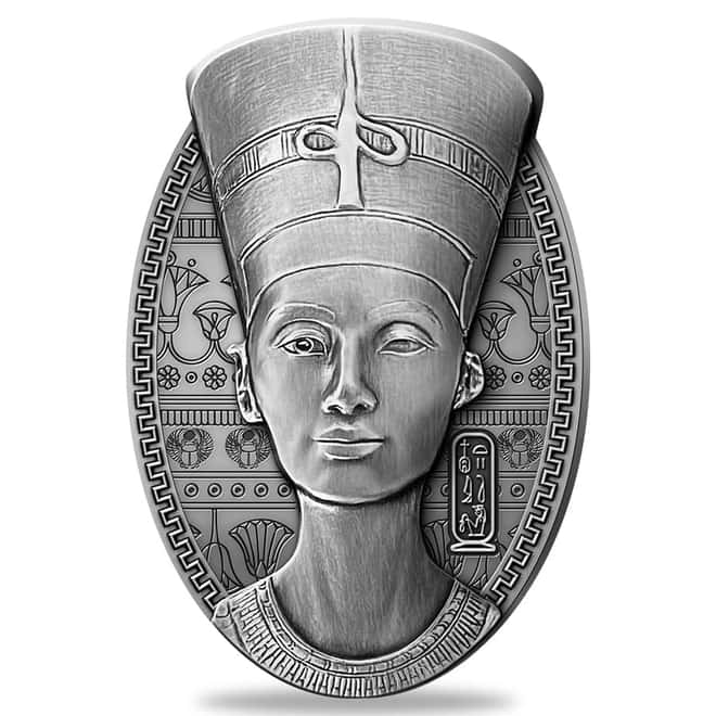 2023 3 oz Silver The Nefertiti Bust 3D Shaped Coin Djibouti .999 Fine (w/Box & COA)