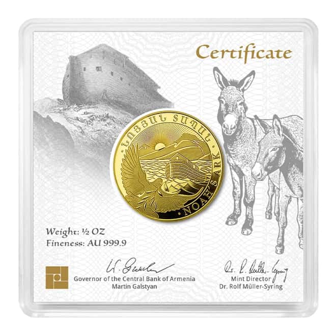2023 Armenia 1/2 oz Gold Noah's Ark 25000 Dram Coin BU