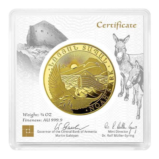 2023 Armenia 1/4 oz Gold Noah's Ark 10000 Dram Coin BU