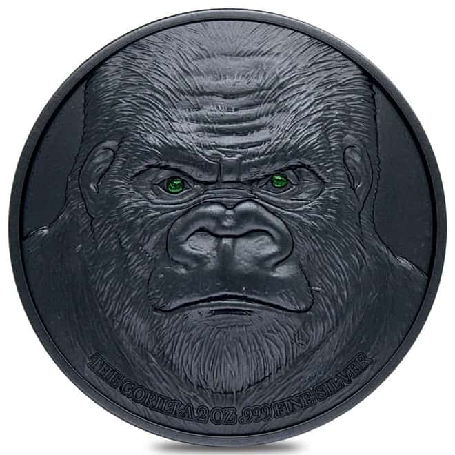 2023 Chad 2 oz Silver Black Gorilla Coin Serial #5 High Relief (w/Box)