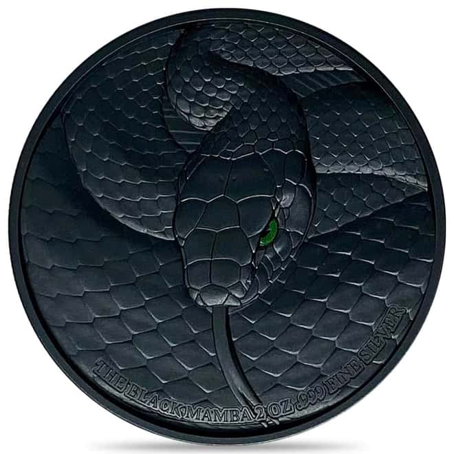 2023 Chad 2 oz Silver Black Mamba Coin Serial #9 High Relief (w/Box)