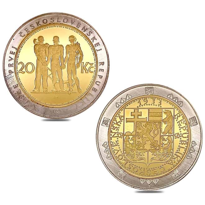 First Czechoslovakia Republic Gold/Silver Bimetallic 10-Coin Set