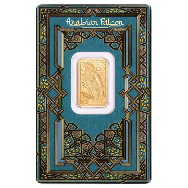 5 Gram PAMP Suisse Arabian Falcon Gold Bar .9999 Fine (in Assay)