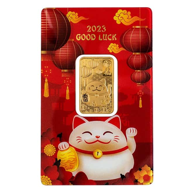 5 gram PAMP Suisse Good Luck Gold Bar .9999 Fine (In Assay)