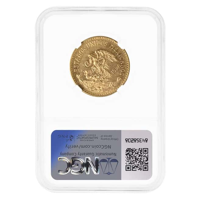 1920/10 Mexico 20 Pesos Gold Coin NGC MS 61