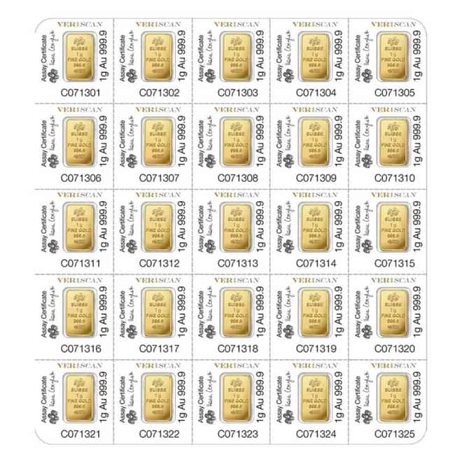 25x1 Gram Gold Bar PAMP Suisse Fortuna Multigram+25 (in Assay)