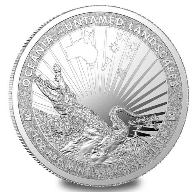 Box of 100 - 2024 Tokelau 1 oz Crocodile Untamed Landscapes Silver Coin BU