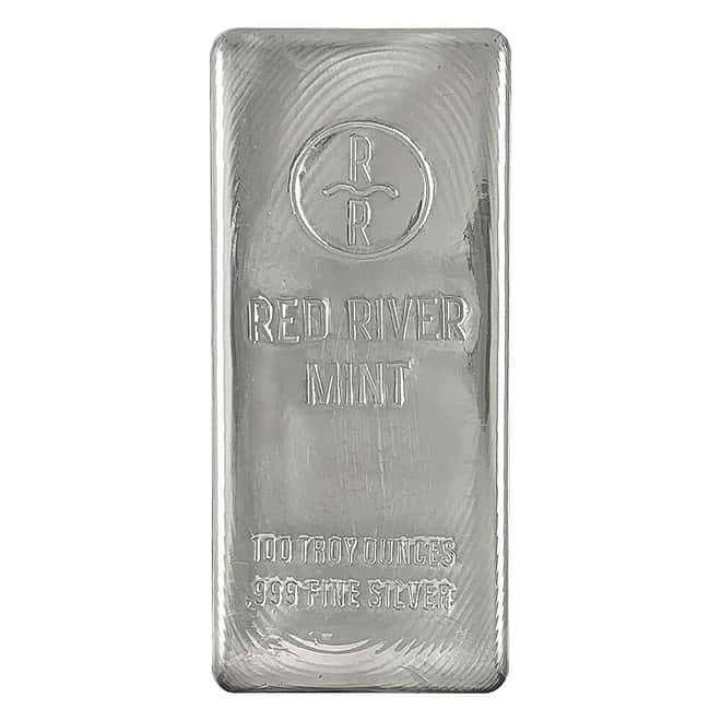 100 oz Red River Mint Silver Cast Bar .999 Fine