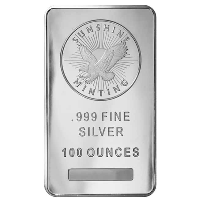 100 oz Sunshine Mint Silver Bar .999 Fine (Pressed)
