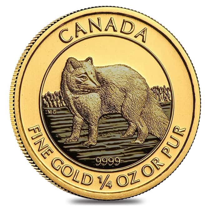 2014 1/4 oz $10 Canadian Gold Arctic Fox .9999 Fine BU (Sealed)