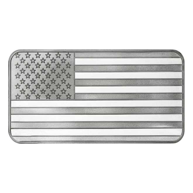 10 oz American Flag Silver Bar .999 Silver (Sealed)