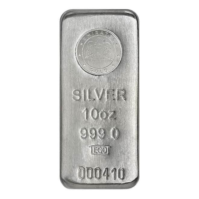 10 oz Emirates Gold Silver Cast Bar .999 Fine (w/Assay)