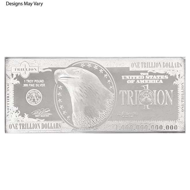 12 oz Silver Bill Bar (Random Design, w/Box & COA)