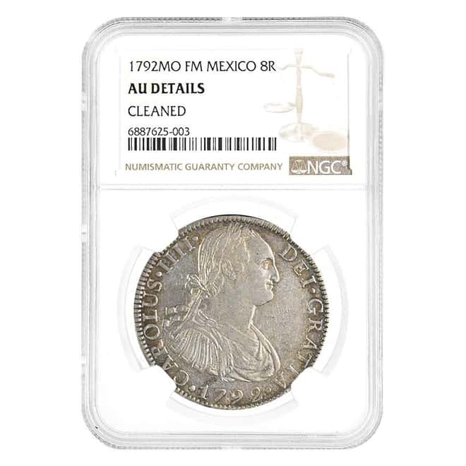 1792 Mexico Spanish Colony 8 Reales Silver Coin NGC AU Details