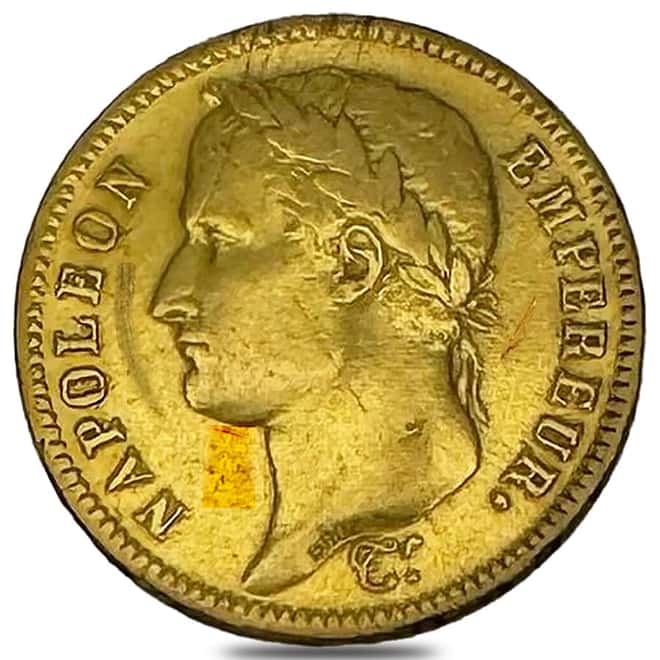 1806-1813 France 40 Francs Napoleon I Gold Coin Abrasions (Random)