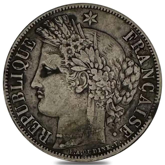1849-1851 France 5 Francs Liberty Head Silver Coin Avg Circ