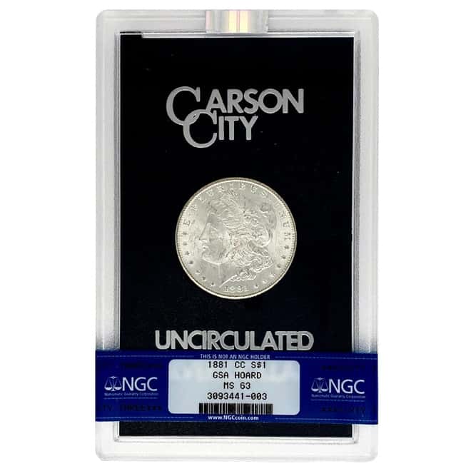 1881-CC Morgan Silver Dollar $1 NGC MS 63 GSA (w/Box)