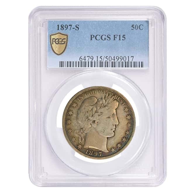 1897-S Barber Silver Half Dollar 50C Coin PCGS F 15