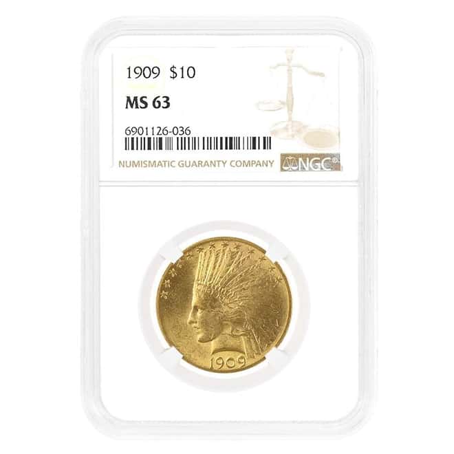 1909 $10 Indian Head Gold Eagle Coin NGC MS 63