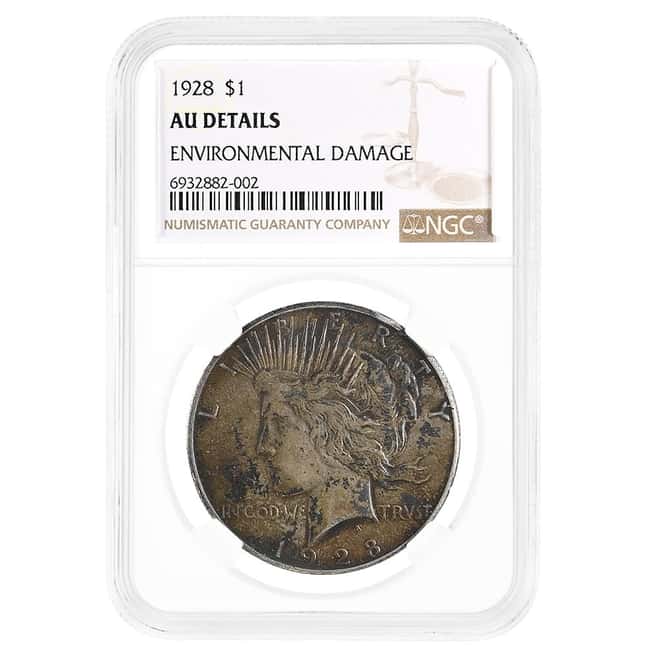 1928 Peace Silver Dollar $1 NGC AU Details